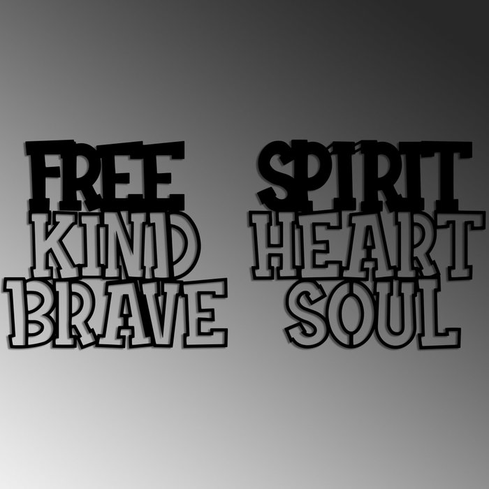 Wallity Heart Brave Soul - Escultura de pared de metal negra